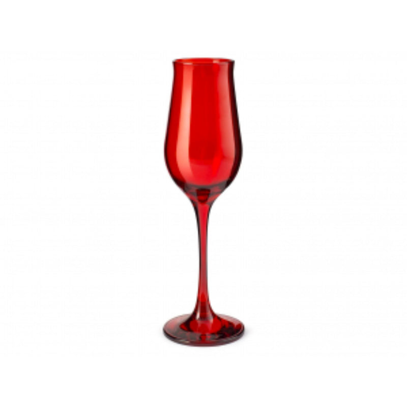 Set di 6 Calici Flute Rosso in Vetro da 19cl Perfetti per la Tavola Natalizia