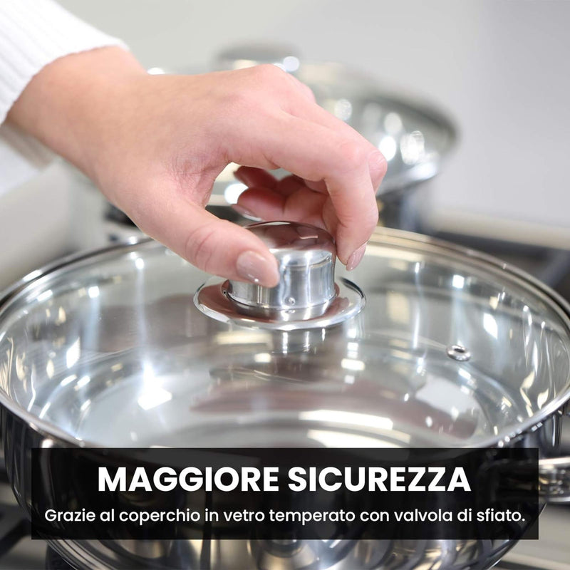 Batteria di Pentole in Acciaio da 10pz Cucina Italiana