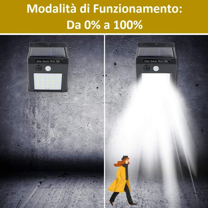 JUEGO DE 4 FOCOS LED DE EXTERIOR LUZ FRIA CON SENSOR DE MOVIMIENTO CON RECARGA DE ENERGIA SOLAR