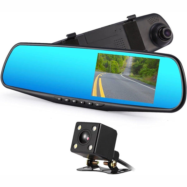 ESPEJO RETROVISOR MONITOR DVR CON 2 CAMARAS DE COCHE