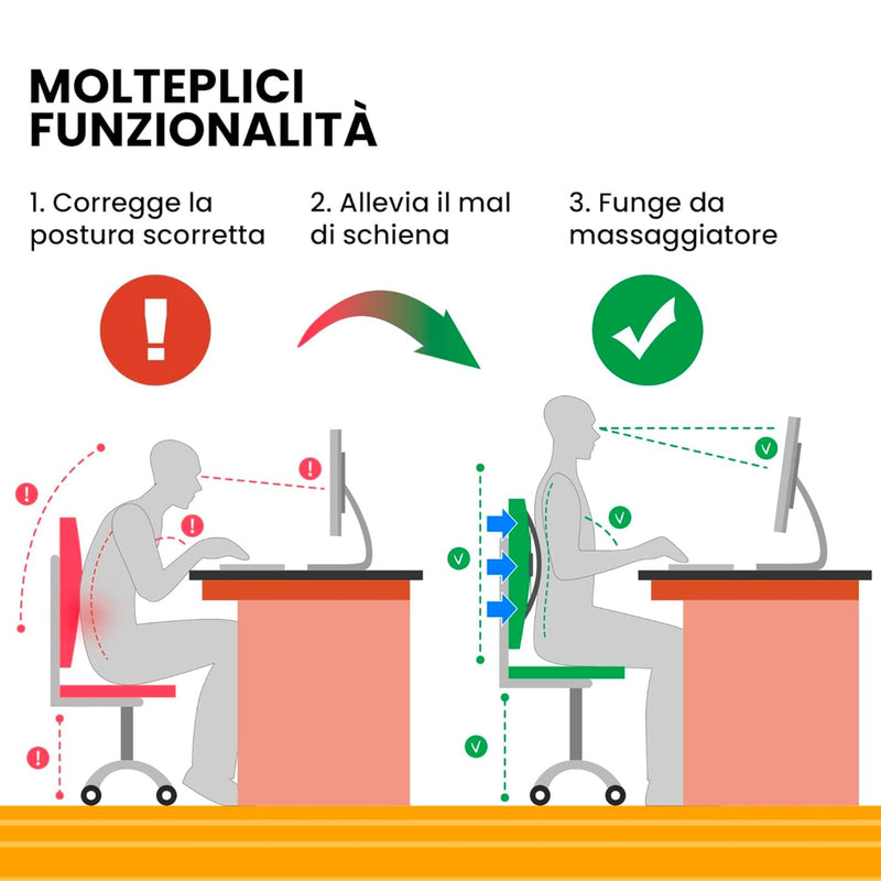 SOPORTE MASAJEADOR LUMBAR ESTIRABLE CINTURA REGULABLE EN ALTURA