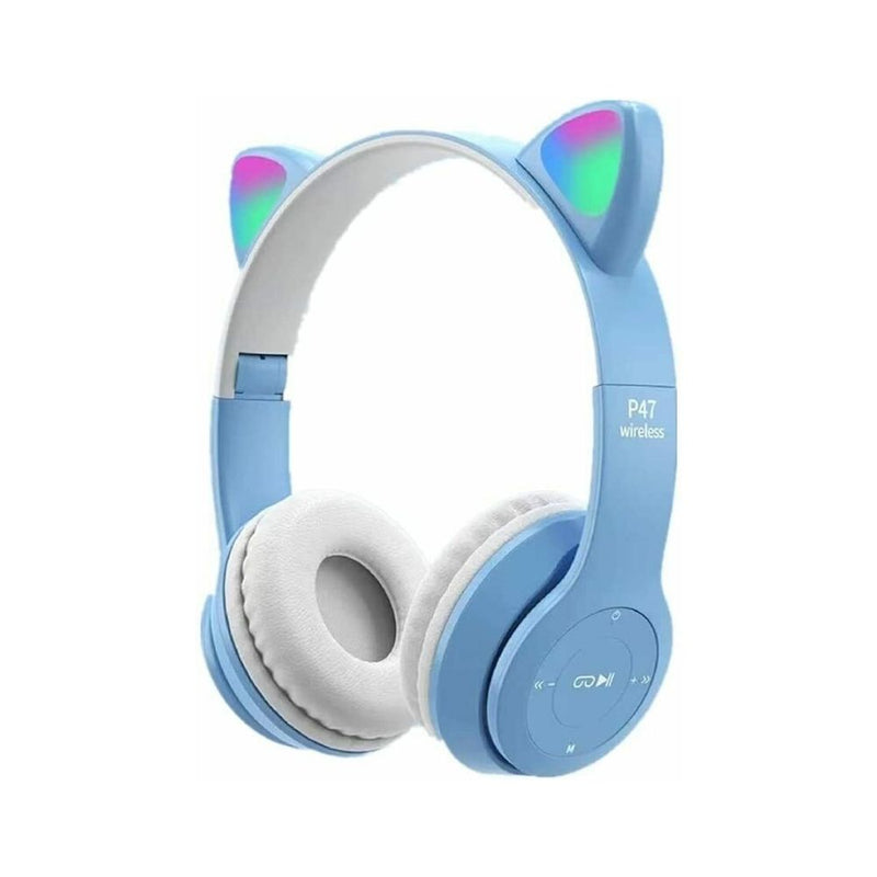 CUFFIE BLUETOOTH WIRELESS LED CON ORECCHIE DI GATTO CON MICROFONO - faccioaffari