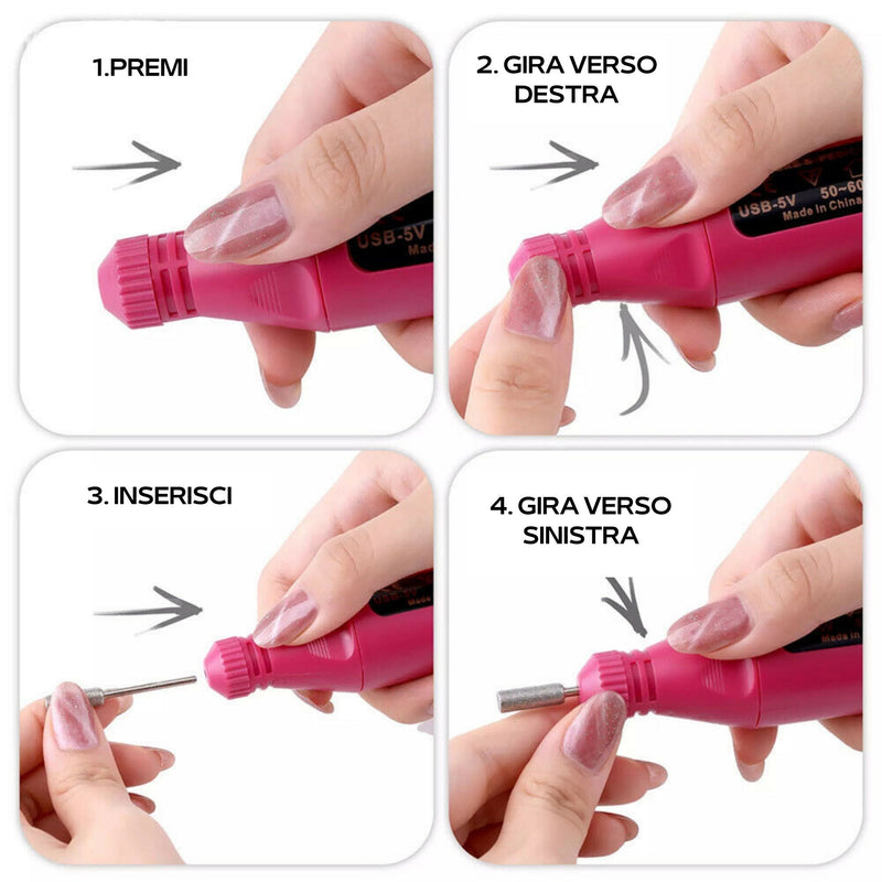 FRESA ELETTRICA PER MANICURE E PEDICURE CON 5 ACCESSORI - faccioaffari