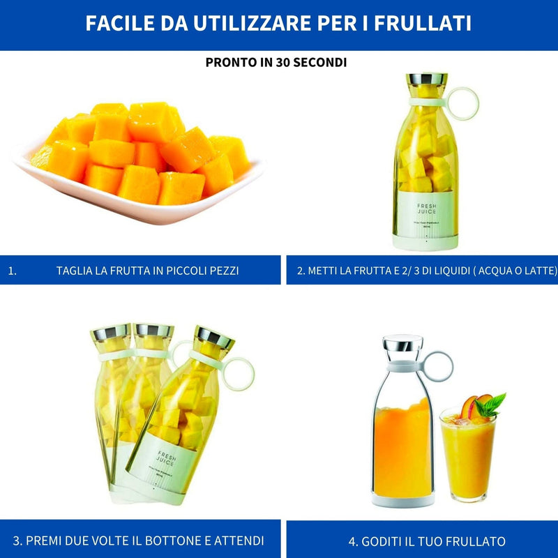 MINI FRULLATORE PORTATILE PER SMOOTHIES E FRULLATI - faccioaffari