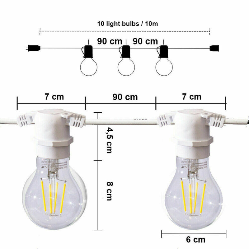 CATENA LUMINOSA 10 METRI ESTERNO E27 - faccioaffari